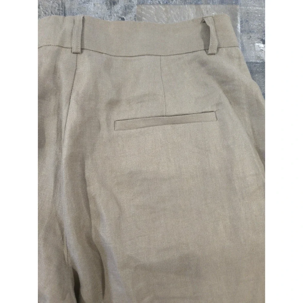 Reformation Olina Wide Leg Rich 100% Linen Pants Khaki Brown Muted Taupe Size 8